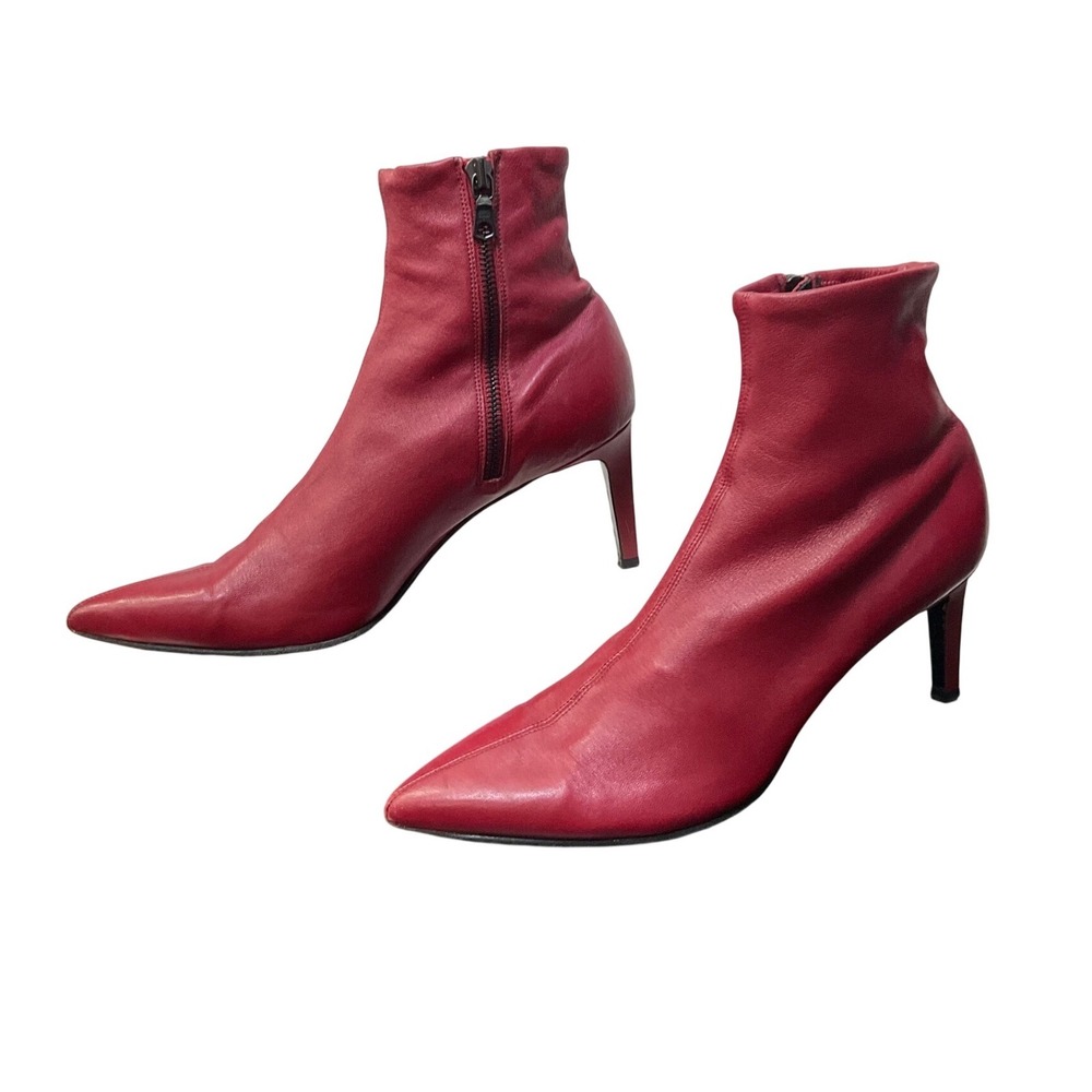 Rag & Bone Red Leather‎ Pointed Toe Stiletto Ankle Boots Size 39.5 Made in Italy